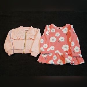 Floral Pink Kids Top and Quilted Jacket Set